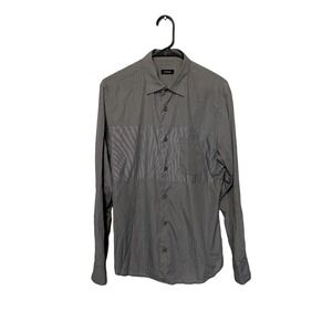 Z Zegna Shirt Mens Large Gray Long Sleeve Button Up Cotton Ermenegildo Zegna